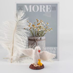 LC JoyCre 4.5 Inch Mother Swan Figurine with Baby Goose Toy White Swan Toy Animal Figure for Toddlers Preschool Animals Figures Eduactional Project Diorama Model Toy for Kids 3 4 5 6