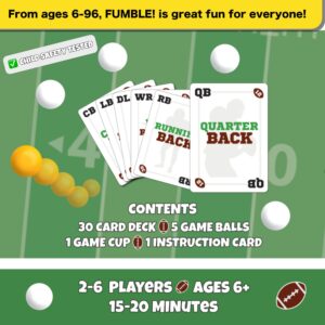 ThunderMouse Games Fumble! Football Card and Pong Game for Adults and Kids 6+ | Cup Pong Game | Fun Game | Football Card Game