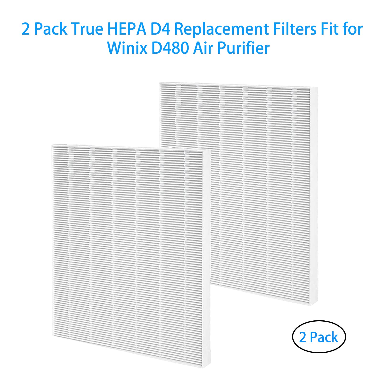 2 Pack True HEPA D4 Replacement Filters Compatible with Winix D480 Air Purifier, Item Number 1712-0100-00, Filter D4