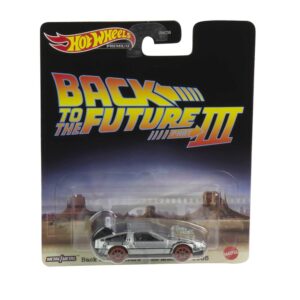 time machine (railroad version) brushed metal back to the future part iii (1990) movie diecast model car by hot wheels