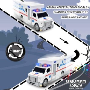 CYKT Ambulance Toys for Kids 3-12 Years Old, Electric Toys - with Bright Flashing 4D Lights and Real Sounds for Boys & Girl Ages 3+ Miracle Gift (White) (HC034)