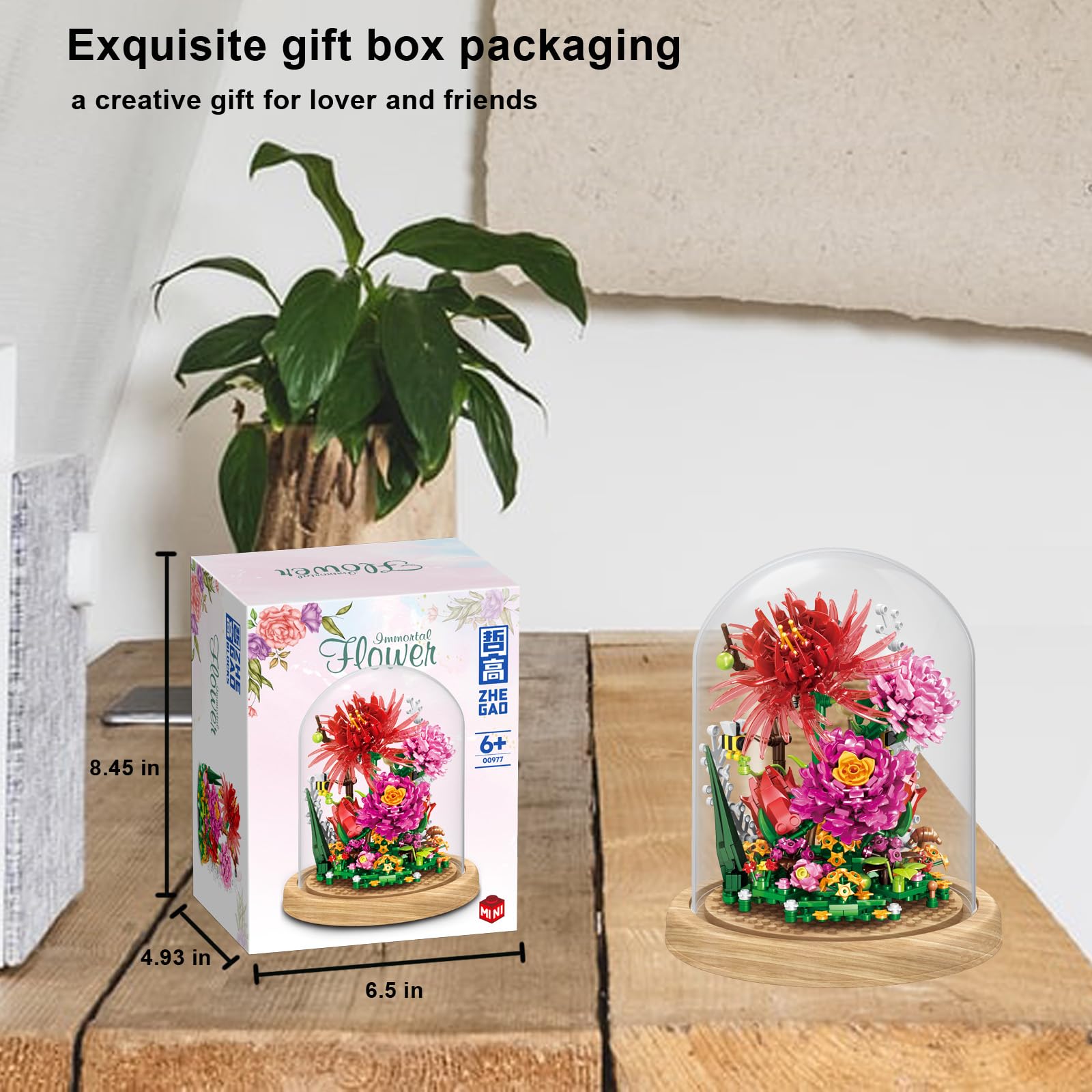 QARULUS Flower Bouquet Building Kit Flowers Botanical Collection DIY Plants Bonsai Tree Friends Sets Adult Building Blocks Set Christmas New Year Birthday Gift for Girls Mom Women Girlfriend(Roses)