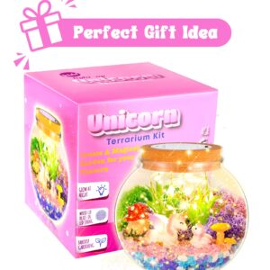 Unicorn Gifts for Girls - Light up Unicorn Terrarium Kit for Kids - DIY Unicorn Arts & Crafts Toy - Birthday Gifts for Kids Age 5 6 7 8-12 Year Old Girl Gift