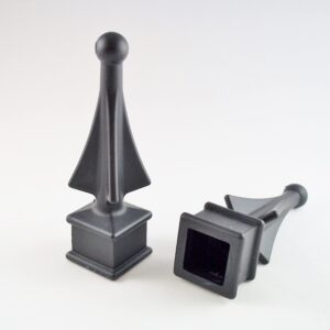 Retrospec Creations 100 Each for 3/4” Black Plastic Finial Tops for Iron Picket Fence 4-Sided Spire - #1-34