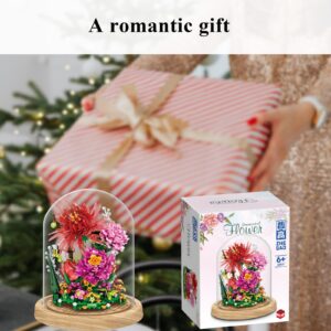 QARULUS Flower Bouquet Building Kit Flowers Botanical Collection DIY Plants Bonsai Tree Friends Sets Adult Building Blocks Set Christmas New Year Birthday Gift for Girls Mom Women Girlfriend(Roses)