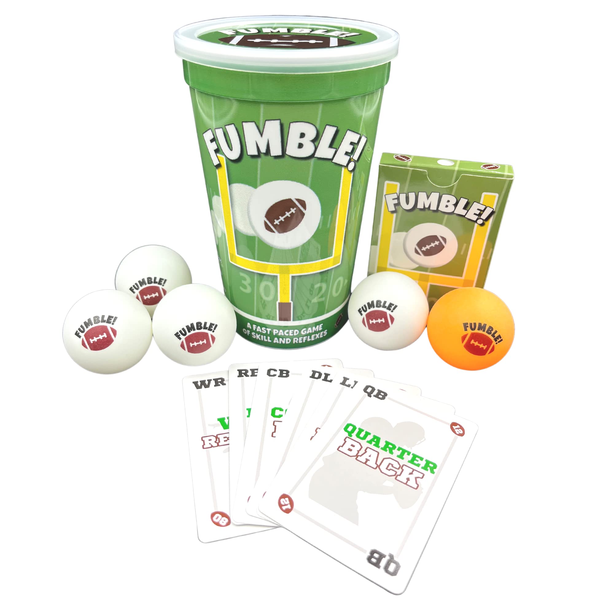 ThunderMouse Games Fumble! Football Card and Pong Game for Adults and Kids 6+ | Cup Pong Game | Fun Game | Football Card Game