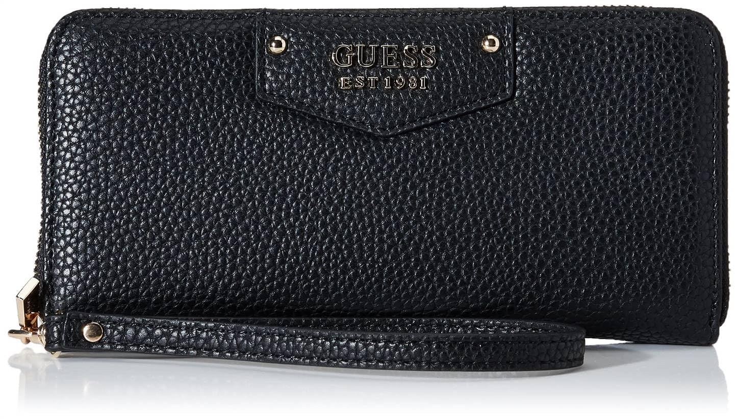 GUESS Womens Eco Brenton Large Zip Around wallet, Black, One Size US