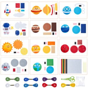 WEBEEDY 11 Set Sewing Kit Solar System Craft Kit Felt Stitch Art and Craft Make Your Own Stuffed Solar System Kit Felt DIY Plush Craft Kit for Beginner