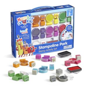 hand2mind numberblocks stampoline park stamp activity set, 20 kids stamps, 12 washable ink pads, number toys, preschool math toys, counting toys, kids arts and crafts, birthday gifts for kids