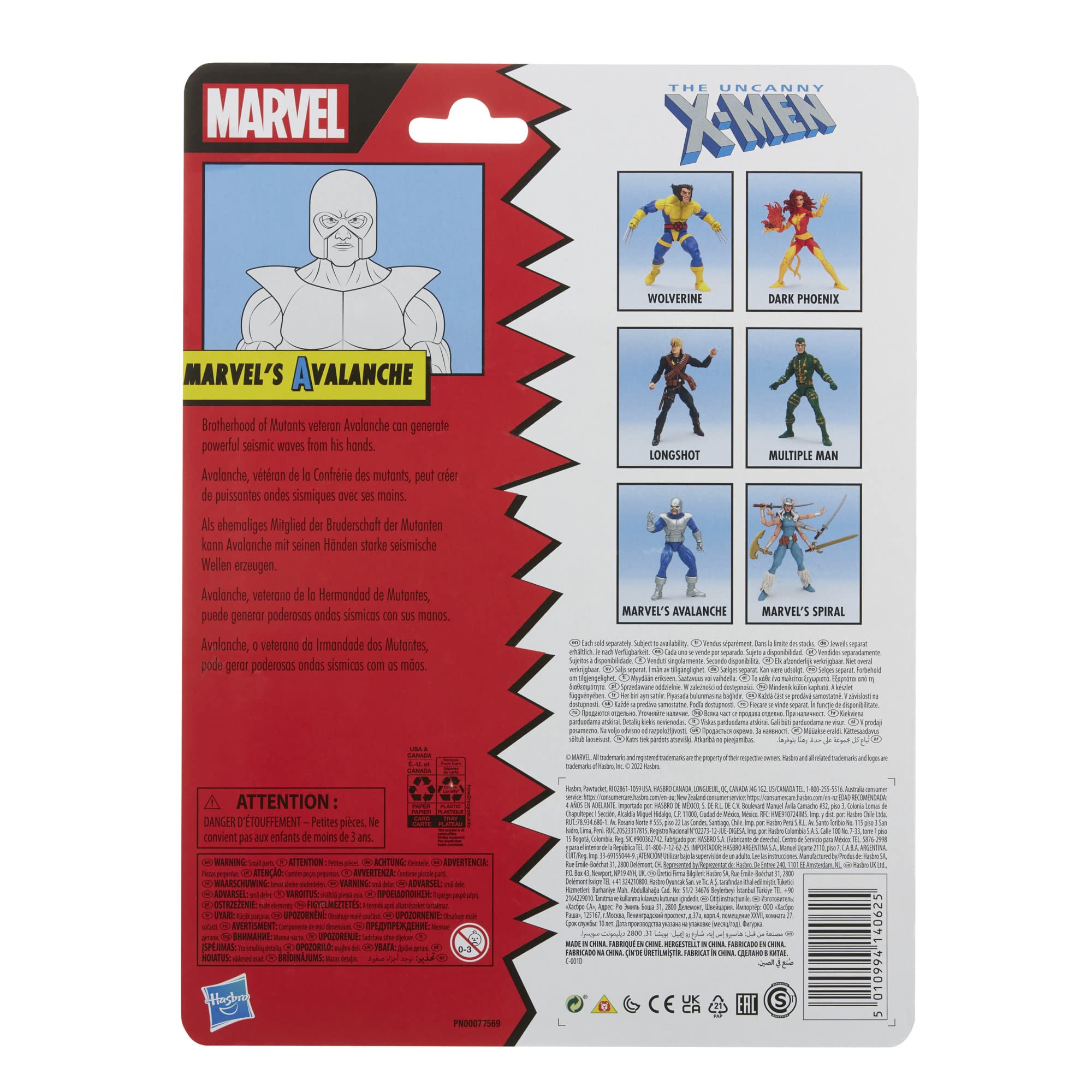 Marvel Legends Series X-Men Classic Avalanche 6-inch Action Figure Toy, for 4+ Years, 2 Accessories