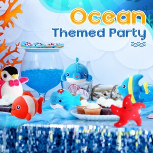 12 Pcs Mini Ocean Animal Plush Toys Sea Creatures Stuffed Toy Soft Plush Sea Life Small Stuffed Animals Plush Keychain Decorations for Carnival Prizes Christmas Tree Birthday Party Bag Fillers