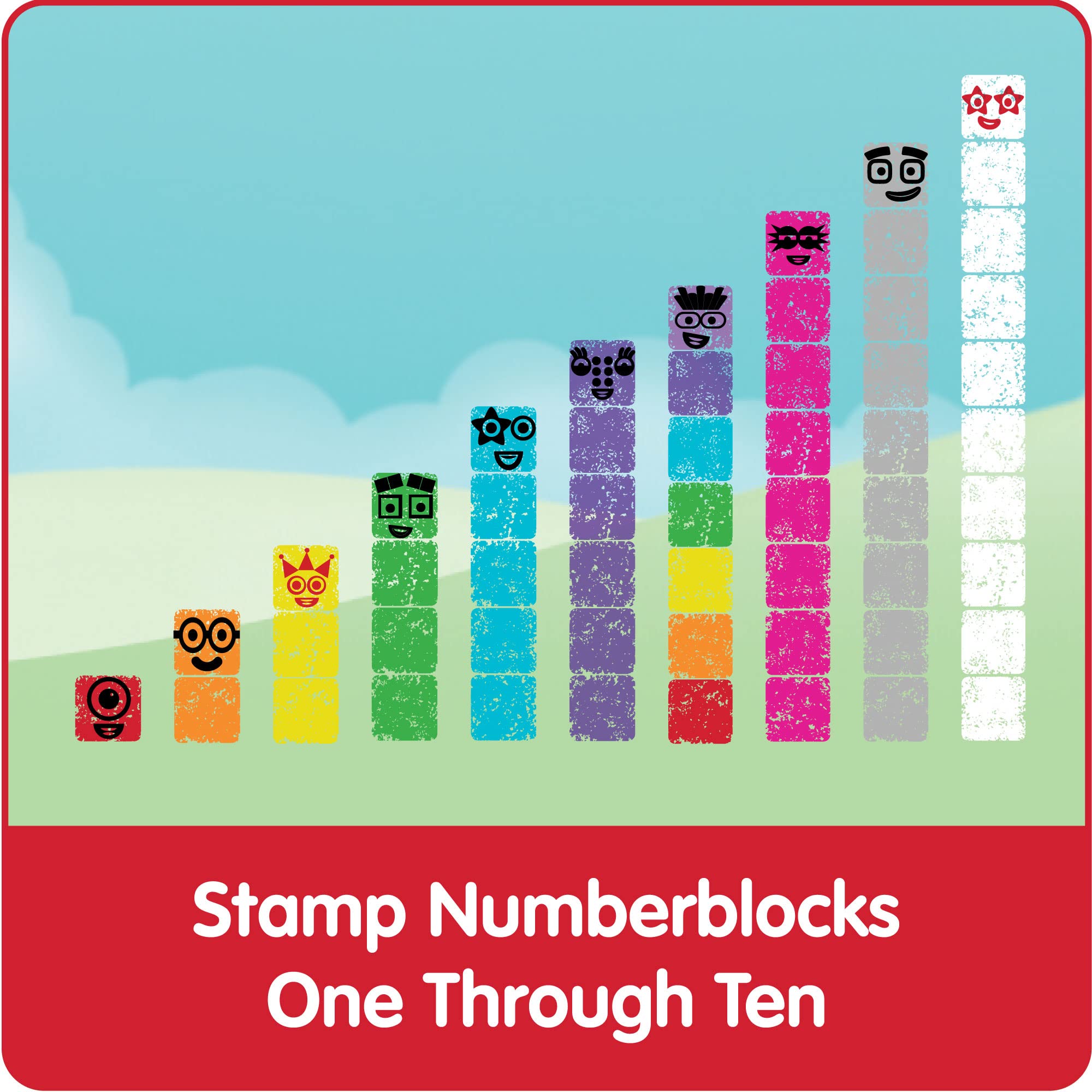 hand2mind Numberblocks Stampoline Park Stamp Activity Set, 20 Kids Stamps, 12 Washable Ink Pads, Number Toys, Preschool Math Toys, Counting Toys, Kids Arts and Crafts, Birthday Gifts for Kids