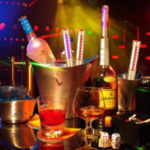 4 Pieces LED Strobe Baton Bottle Service Sparklers LED Metallic Bottle Service Lights Handheld Light for Nightclubs Weddings Parties Activities Supplies