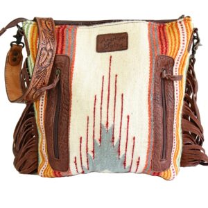 American Darling Aztec And Fringe Crossbody In Cream ADBGZ365