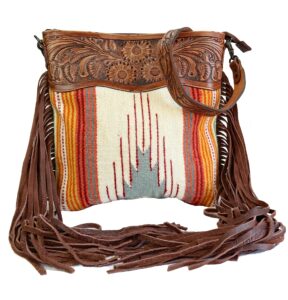 american darling aztec and fringe crossbody in cream adbgz365