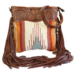 American Darling Aztec And Fringe Crossbody In Cream ADBGZ365