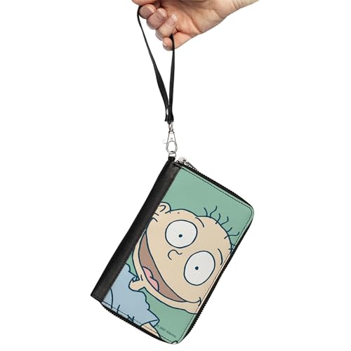 Nickelodeon Wallet, Zip Around, Rugrats Tommy Pickles Face Close Up Seafoam Green, Vegan Leather