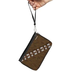 Buckle-Down Star Wars Wallet, Zip Around, Star Wars Chewbacca Character Body Close Up Brown, Vegan Leather