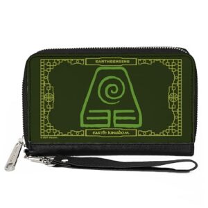 Buckle-Down Nickelodeon Wallet, Zip Around, Avatar the Last Airbender Earthbending Earth Kingdom Greens, Vegan Leather