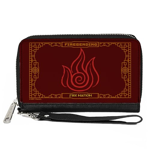 Buckle-Down Nickelodeon Wallet, Zip Around, Avatar the Last Airbender Firebending Fire Nation Icon Reds, Vegan Leather