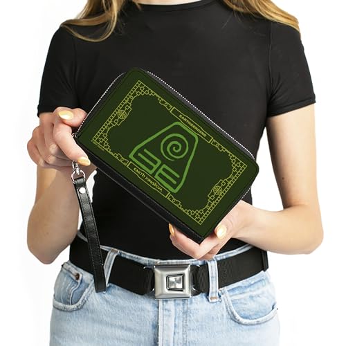 Buckle-Down Nickelodeon Wallet, Zip Around, Avatar the Last Airbender Earthbending Earth Kingdom Greens, Vegan Leather