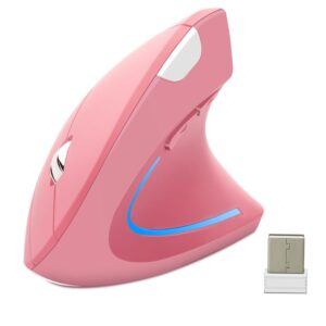 otysrh ergonomic wireless vertical mouse ergo optical 2.4g cordless mouse portable travel mice with 6 buttons 3 adjustable dpi 800/1200/1600 for pc laptop desktop (pink)