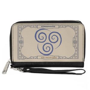 Buckle-Down Nickelodeon Wallet, Zip Around, Avatar the Last Airbender Airbending Air Nomads Icon Cream, Vegan Leather