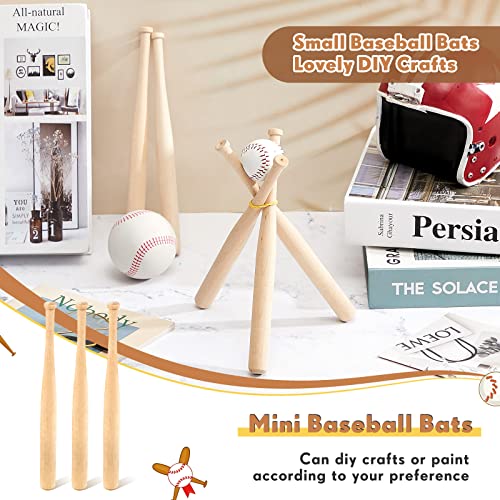 Juexica 6 Pcs 8 inches Mini Baseball Bat Unfinished Small Wooden Bats Unpainted Wood Baseball Bats for Painting Keychain Action Figures DIY Craft Projects Ball Sports Party Favors