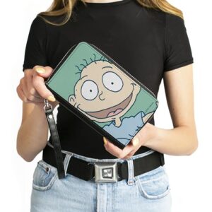 Nickelodeon Wallet, Zip Around, Rugrats Tommy Pickles Face Close Up Seafoam Green, Vegan Leather