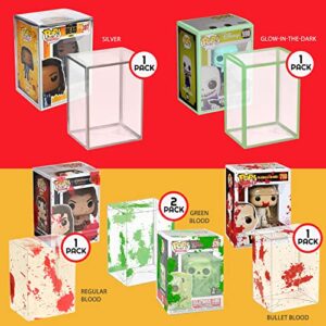 EVORETRO Pop Protector for Funko Pop 4 inch figures - 10 pack - Themed Decal Designed on Display Case such as Bullet Hole, US Flag, Vaulted, Music and more. Will Last for Years to Come