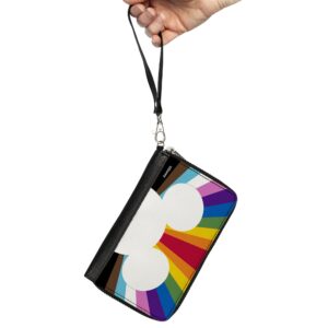 Buckle-Down PU Zip Around Wallet Rectangle Mickey Mouse Pride Ears Icon Rays Multi Color Rainbow