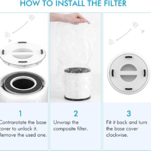 MOOKA B-D02L Air Purifier (Filter pre-installed) & 1 Pack Extra Official Certified Replacement Filter