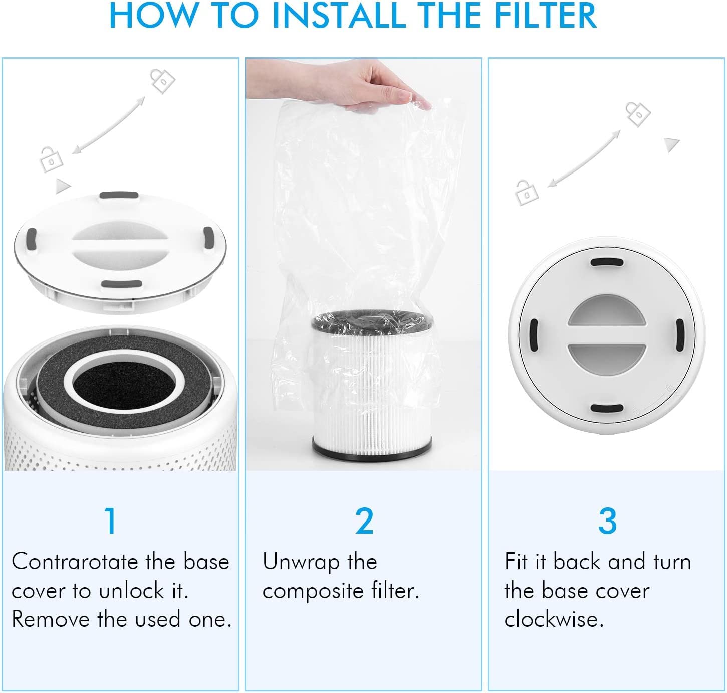 MOOKA B-D02L Air Purifier (Filter pre-installed) & 1 Pack Extra Official Certified Replacement Filter