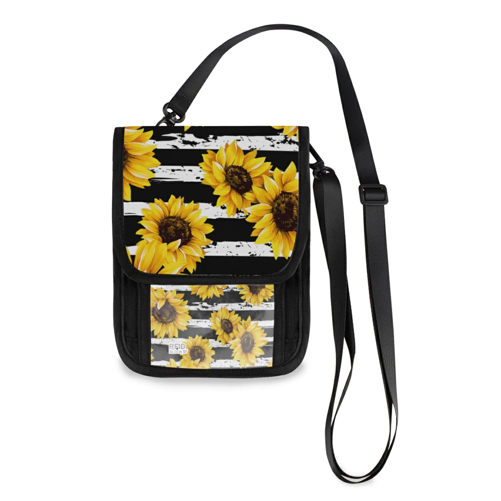 Vnurnrn Crossbody Bags Cell Phone Wallet Purses for Women, Sunflowers and American Flag Travel Purses with Card Slots, 6 x 7.5 inch