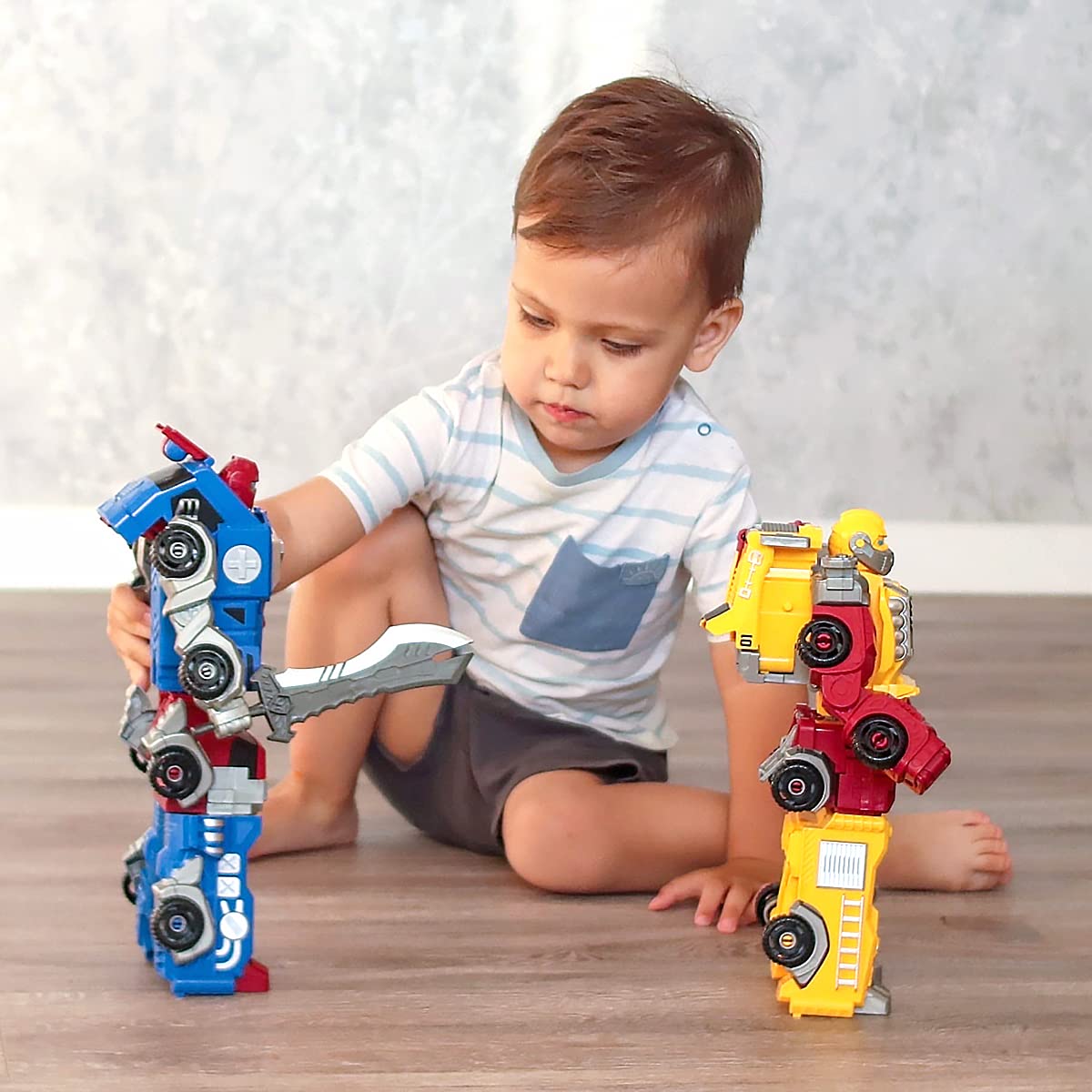 Cars Robot Transform Toys for 3 4 5 6 7 Year Boys Kids, Action Figure Rescue Bots, Magnetic Assembly STEM Educational Building Vehicles Trucks, Holiday Birthday Gift for Toddler Girls (Yellow)