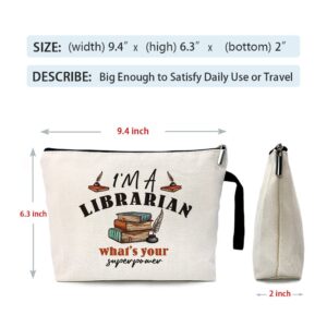 ZHANTUONE I'm a Librarian What’s Your Superpower，Tote Bag Gift For Librarian，Teacher Nerd Gifts，Funny Librarian Gifts，Librarian Retirement Gifts，Book Lover Gift，Gifts for Women men Reader Writers