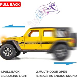 BDTCTK Off-Road 7 Door for Wrangler Diecast Toy Car Model, 1/22 Scale Metal Alloy Vehicle for Kids Boys Girls Adults, Doors Open, Light and Sound, Gifts Yellow