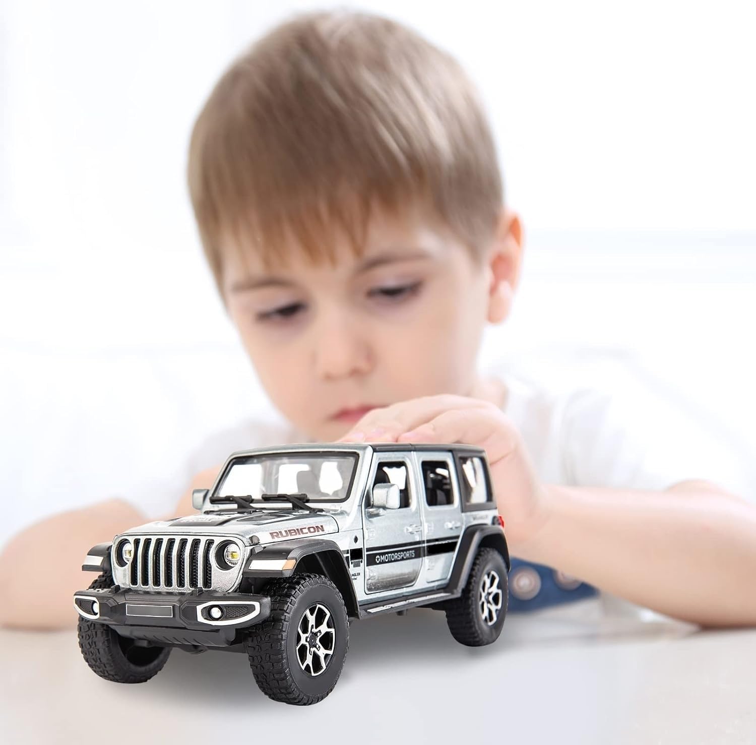 BDTCTK Off-Road 7 Door for Wrangler Diecast Toy Car Model, 1/22 Scale Metal Alloy Vehicle for Kids Boys Girls Adults, Doors Open, Light and Sound, Gifts Gray