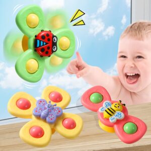 Suction Cup Spinner Toys for Toddlers 1-3,Baby Fidget Spinner with Suction Cup,Window Suction Spinner Toys for Toddlers 1-3,Sensory Bath Toys Gift for 1-2 Year Old(3PCS)