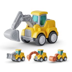 CARLORBO Toy Cars for Toddlers 1-3 - Pull Back Cars Toys, Press and Go Truck Toys for 18 Months to 2 3 4 5 Years Boys Girls Gift 4 PCS (Construction Vehicles)