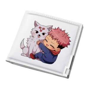 tpstbay white short wallet slim anime id card holder students money bags pu leather cartoon mini purse(22)