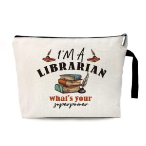 ZHANTUONE I'm a Librarian What’s Your Superpower，Tote Bag Gift For Librarian，Teacher Nerd Gifts，Funny Librarian Gifts，Librarian Retirement Gifts，Book Lover Gift，Gifts for Women men Reader Writers