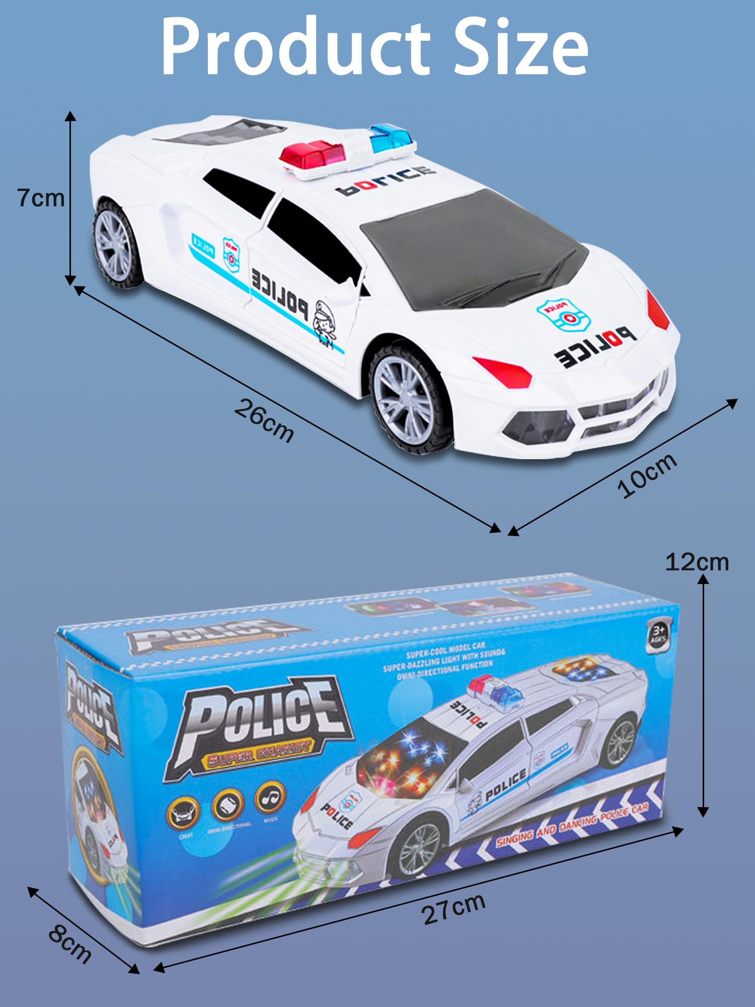 Police Car Toy for Boys, Girls, Kids, Police Car Toys with Lights and Siren, Interactive Educational Gift Toys for 3 4 5 6 7 Year Old Boys Girls