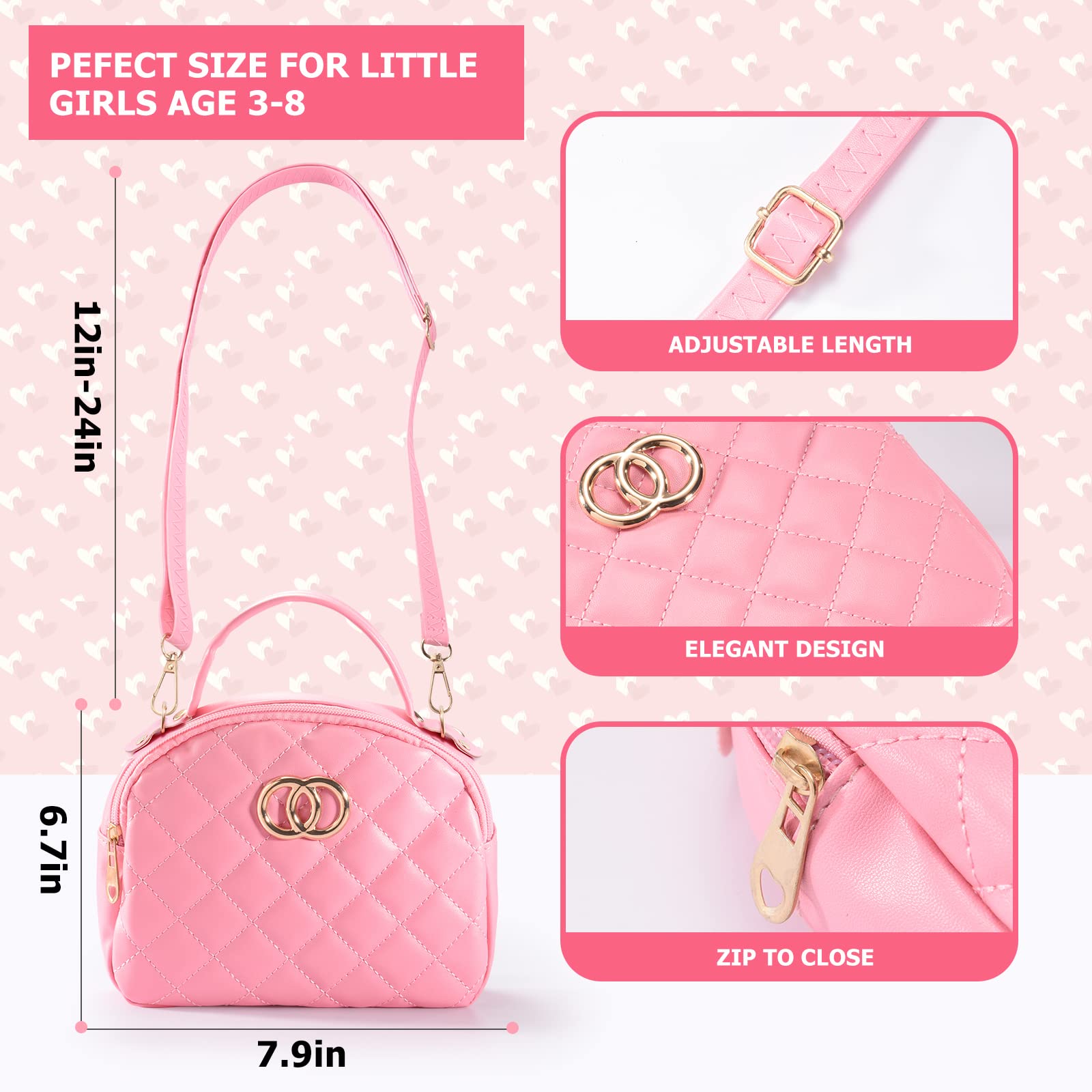 Little Girl Purse with Pretend Makeup Kit, Toddler Purses with Accessories, Kids Play Make up Toy with Handbags, Pink Princess Kit Gifts Toddler Girls Toys for 2-4 3-5 4-6 3 4 5 6 7 8 Year Old