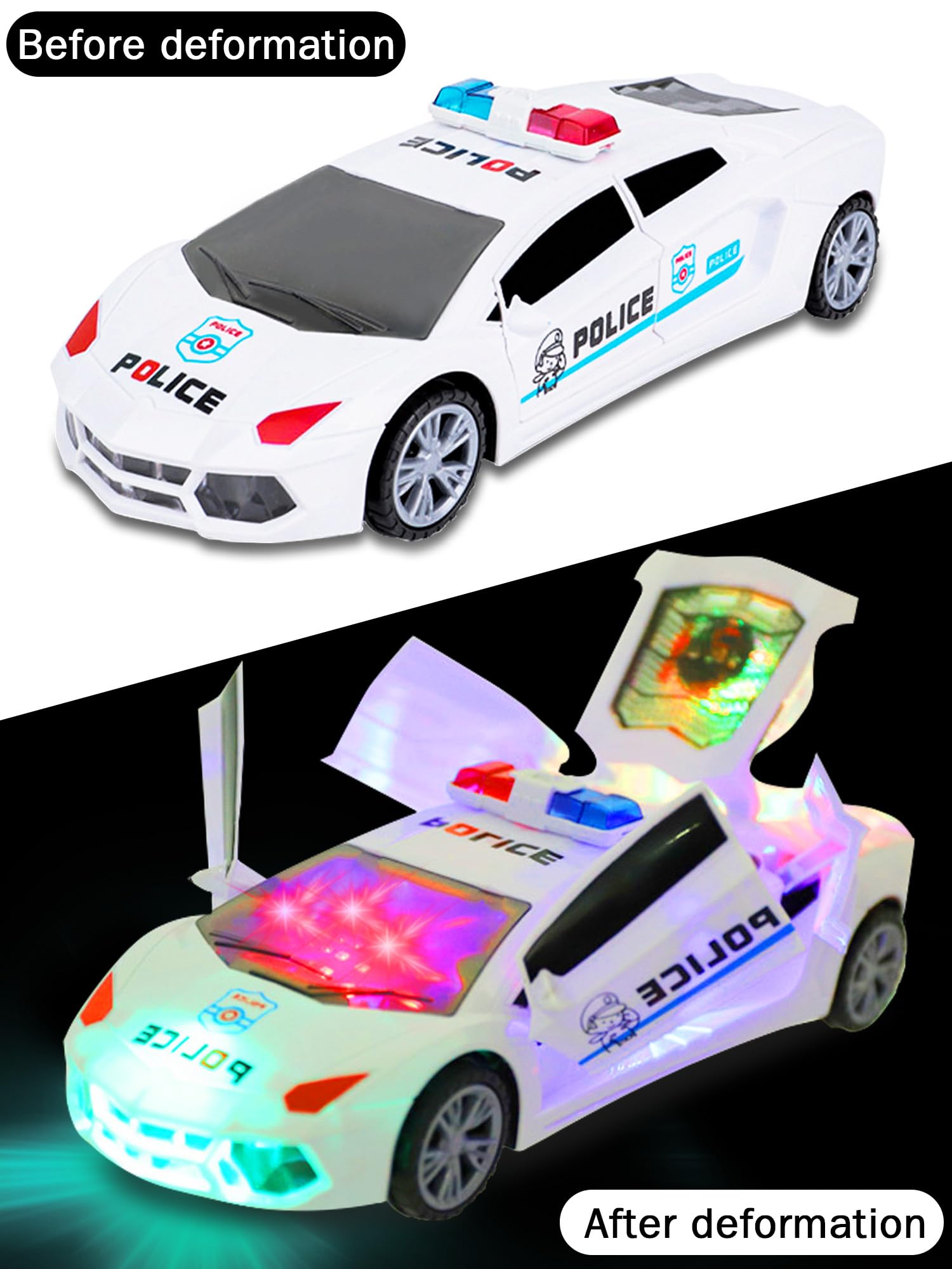 Police Car Toy for Boys, Girls, Kids, Police Car Toys with Lights and Siren, Interactive Educational Gift Toys for 3 4 5 6 7 Year Old Boys Girls