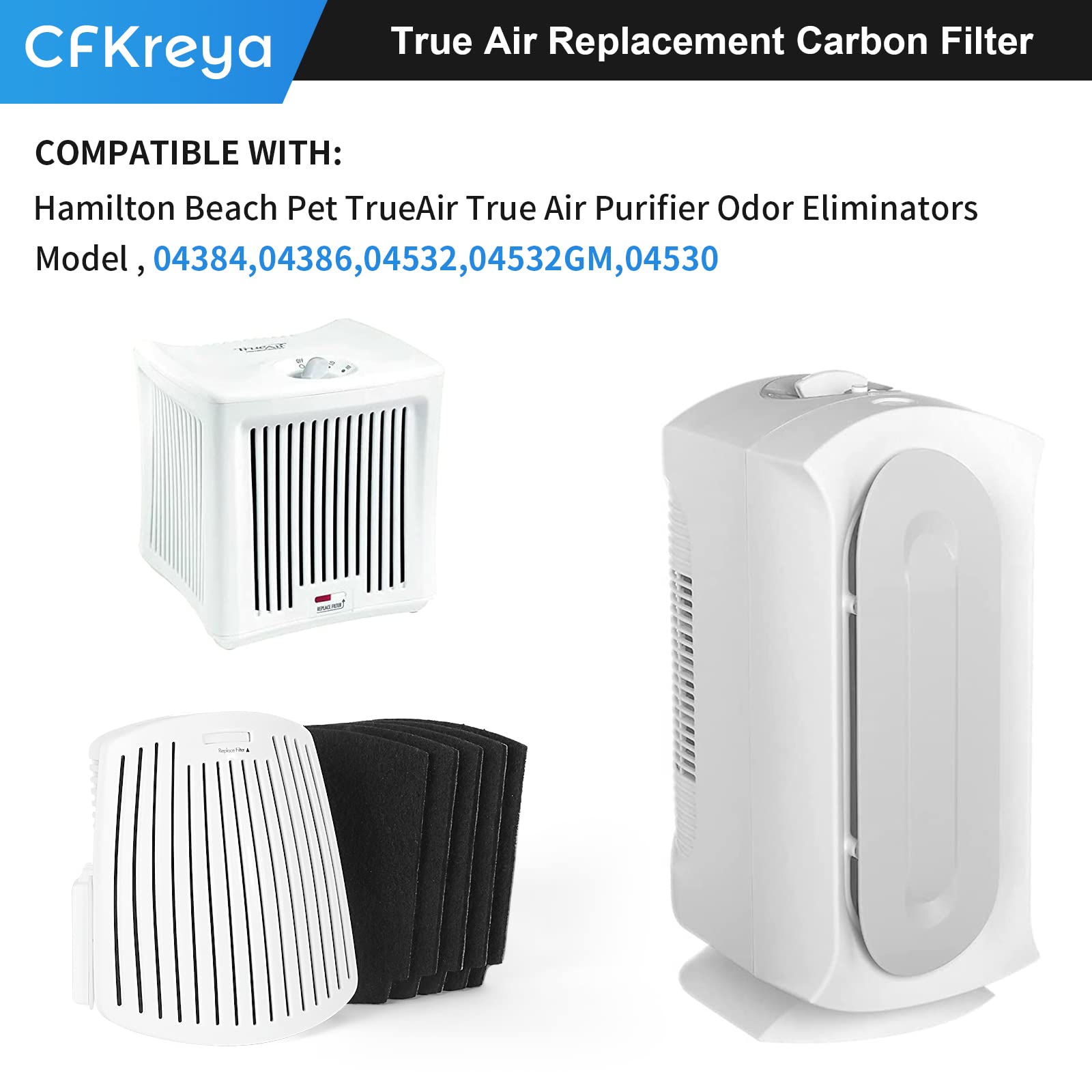 CFKREYA 04383 True Air Replacement Filters Compatible with Hamilton Beach True Purifier Odor Eliminators Model 04383,04384,04530,04531 and 04532,10-Pack