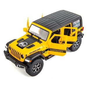 BDTCTK Off-Road 7 Door for Wrangler Diecast Toy Car Model, 1/22 Scale Metal Alloy Vehicle for Kids Boys Girls Adults, Doors Open, Light and Sound, Gifts Yellow