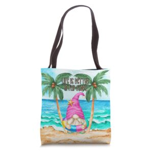 life is better in flip flops funny beach gnome for summer tote bag