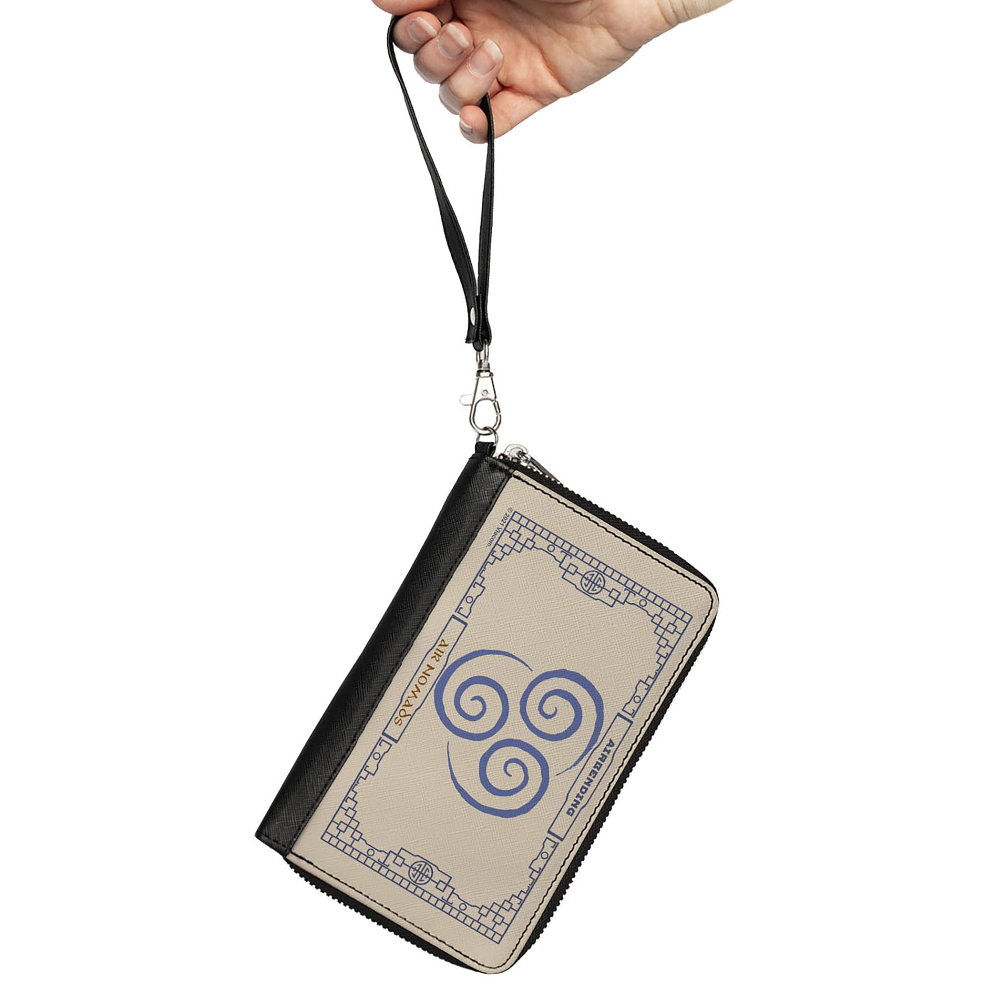 Buckle-Down Nickelodeon Wallet, Zip Around, Avatar the Last Airbender Airbending Air Nomads Icon Cream, Vegan Leather