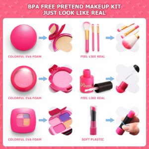 Little Girl Purse with Pretend Makeup Kit, Toddler Purses with Accessories, Kids Play Make up Toy with Handbags, Pink Princess Kit Gifts Toddler Girls Toys for 2-4 3-5 4-6 3 4 5 6 7 8 Year Old